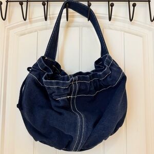 Gap Indigo Denim Topstitch Hobo Shoulder Purse. 15” by 10” by 4.5”